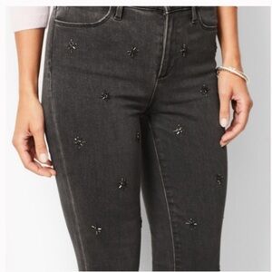 Talbots Women’s Grey High-rise denim Jeggings with snowflake  beading  Size 16